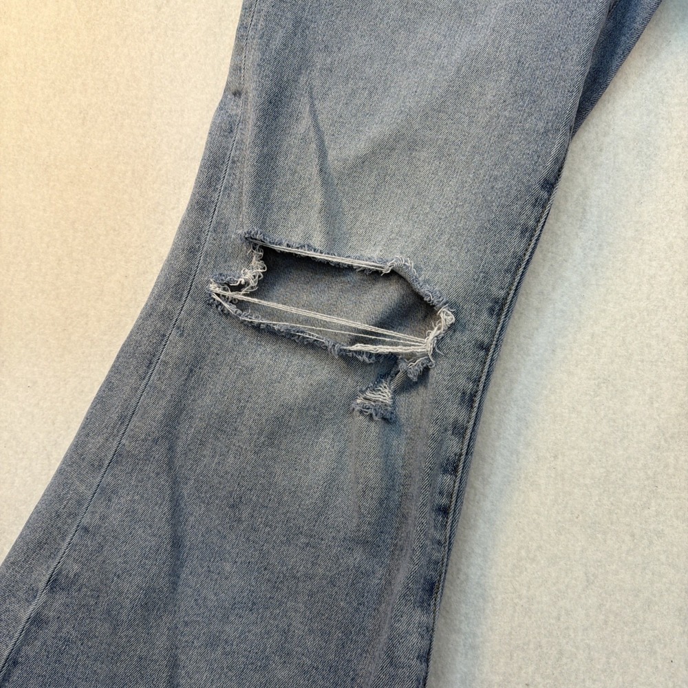 Mica Womens Light Wash Distressed High Rise Flare Jeans Blue Size 29 Inseam 30 - Picture 4 of 16
